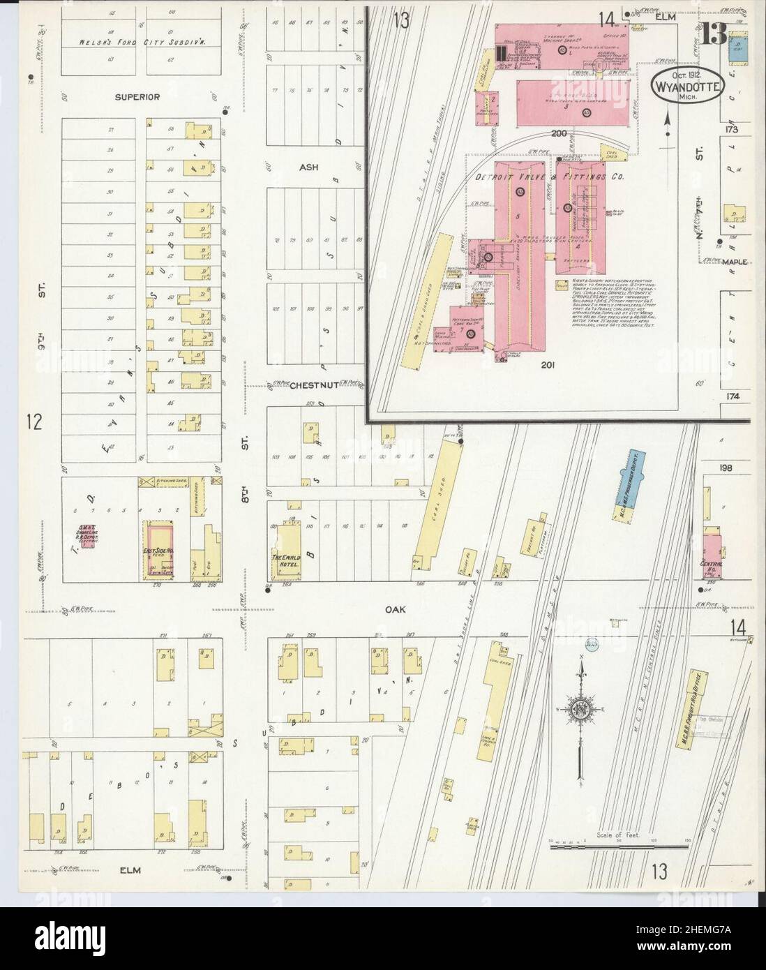 Sanborn Fire Insurance Map from Wyandotte, Wayne County, Michigan Stock