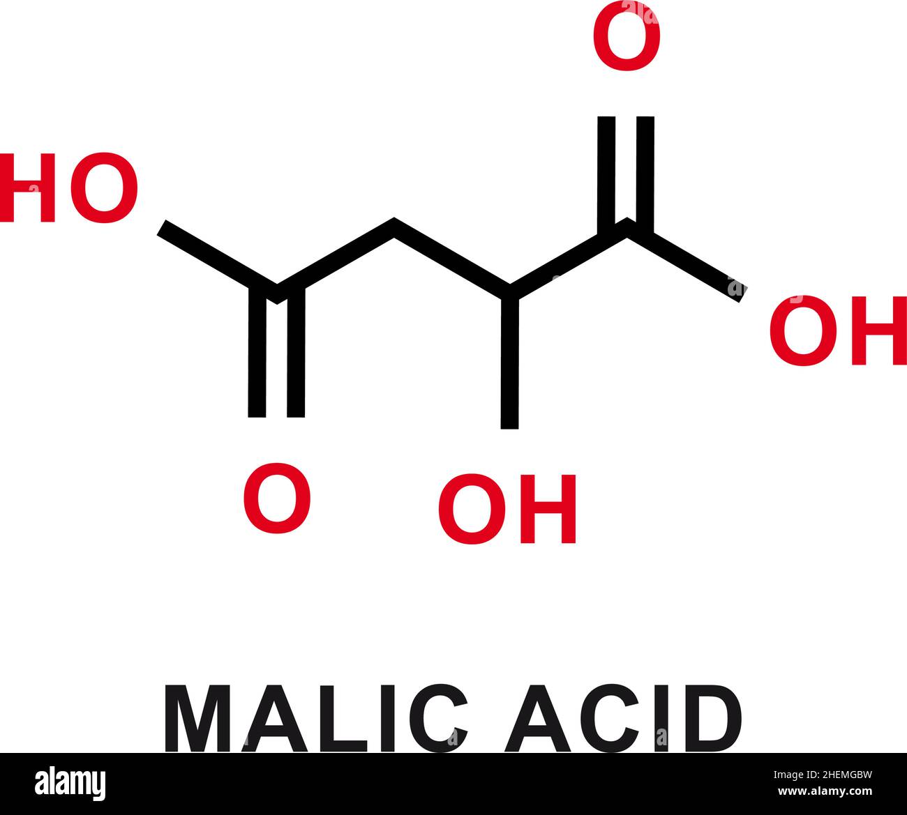 Malic acid chemical formula. Malic acid chemical molecular structure. Vector illustration Stock Vector