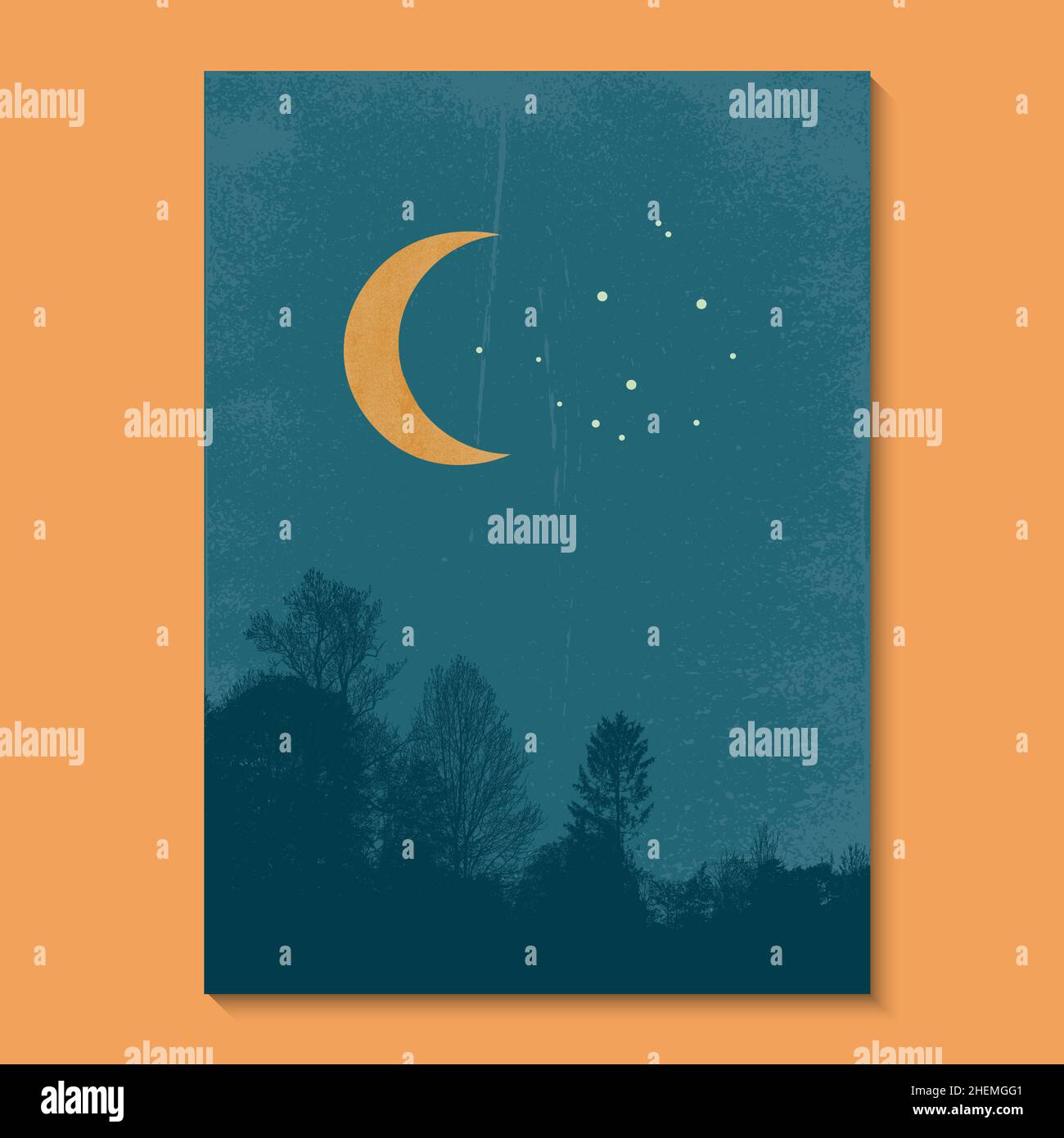 Abstract Boho Moon Landscape Art Wall Painting Posters and Prints Nordic Murals Vector art print. Stock Vector