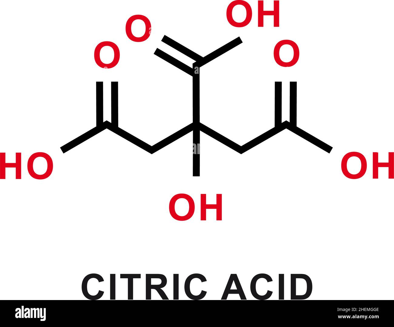 Citric acid chemical formula. Citric acid chemical molecular structure. Vector illustration Stock Vector
