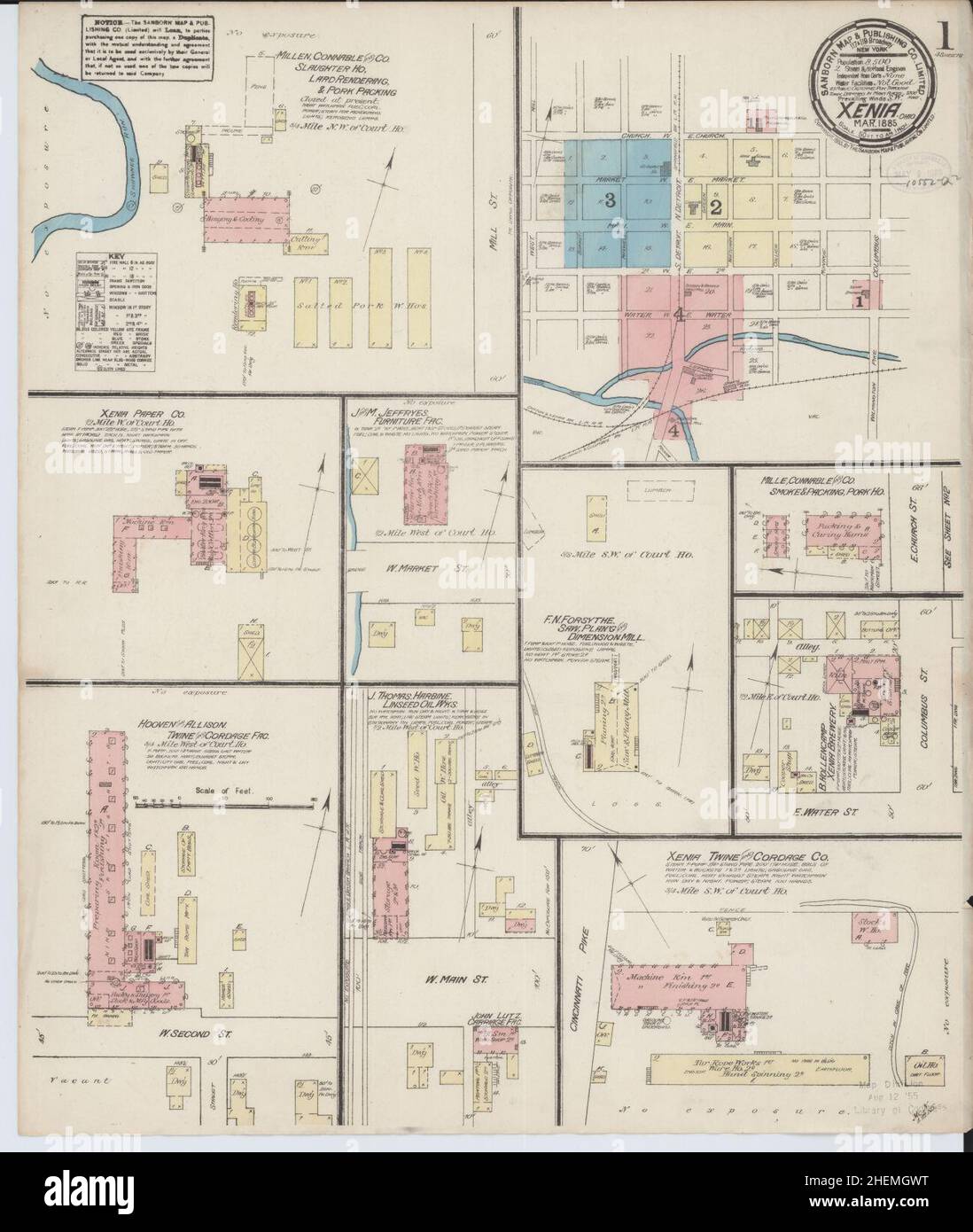Sanborn Fire Insurance Map from Xenia, Greene County, Ohio Stock Photo
