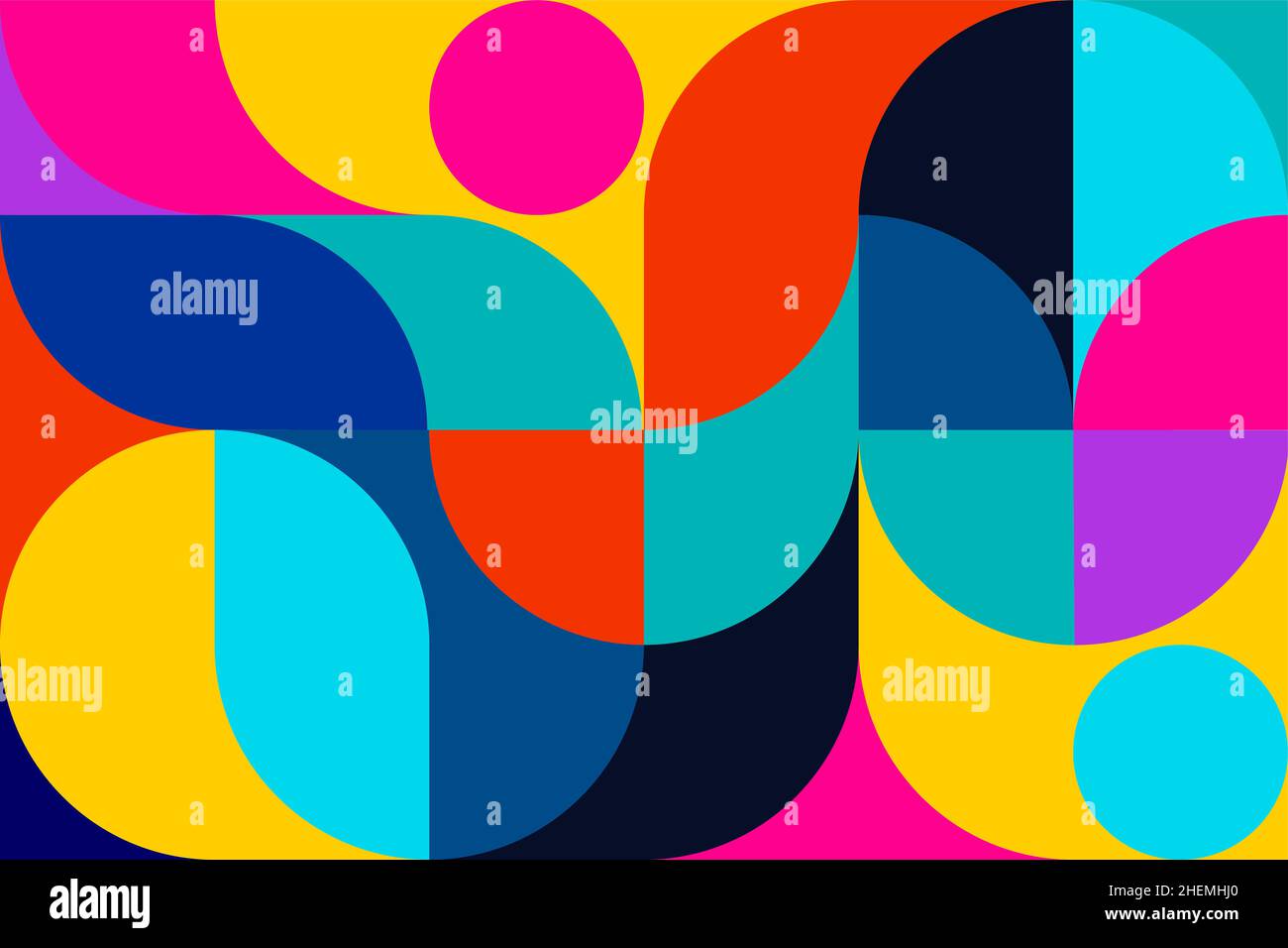 Minimalist geometric artwork poster full of colors with simple shapes ...