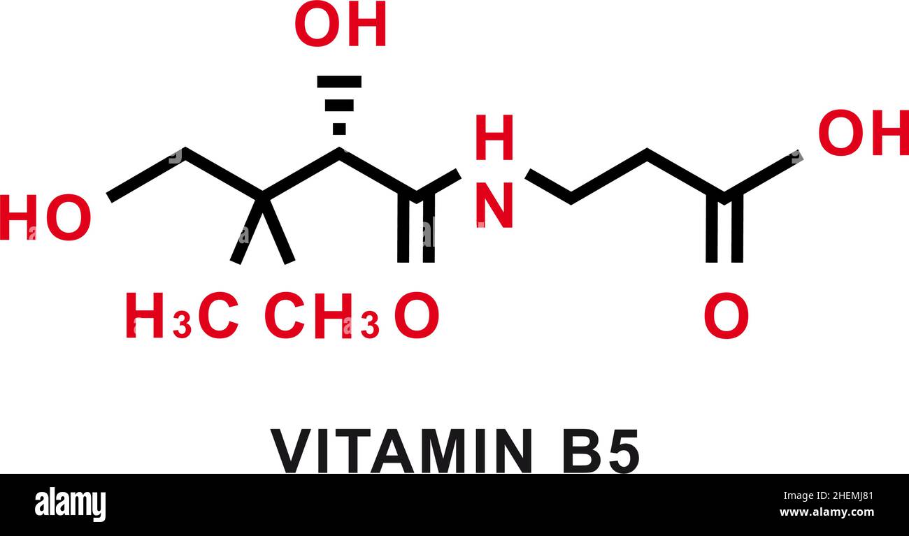 Vitamin B5 chemical formula. Vitamin B5 chemical molecular structure