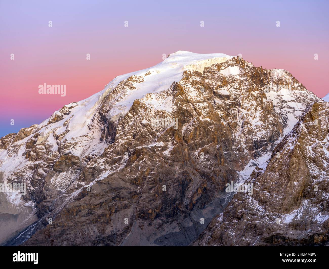 The Ortler Alps near Sulden (South Tyrol, Italy) on a sunny October day in autumn (Ortler, Koenigspitze, Gran Zebru), Italy, Europe Stock Photo