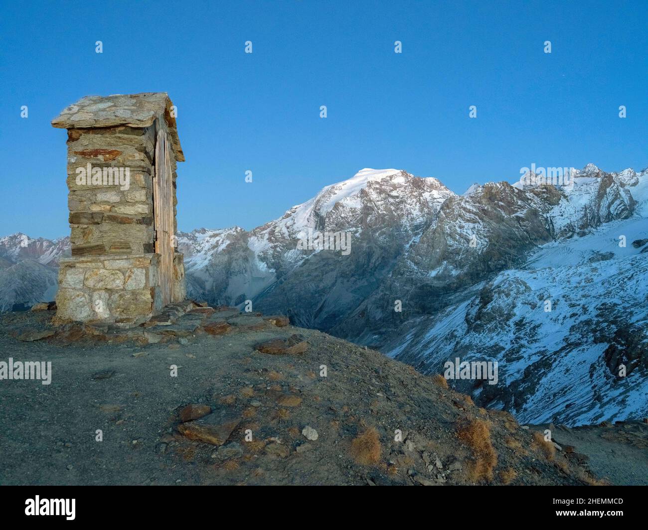 The Ortler Alps near Sulden (South Tyrol, Italy) on a sunny October day in autumn (Ortler, Koenigspitze, Gran Zebru), Italy, Europe Stock Photo