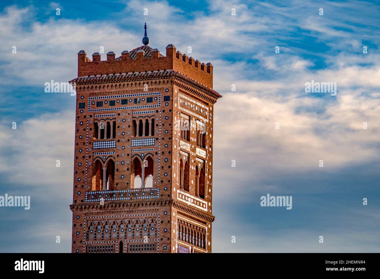 famous torre de el Salvador in old village Teruel in Spain Stock Photo