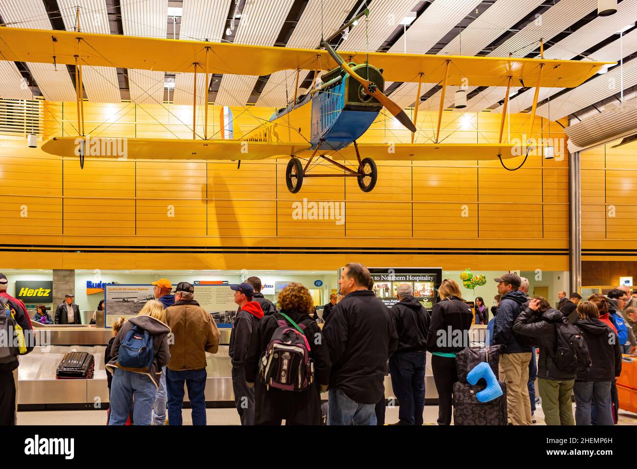 Alaska, MAR 14 2015 Interior view of the Fairbanks airport Stock