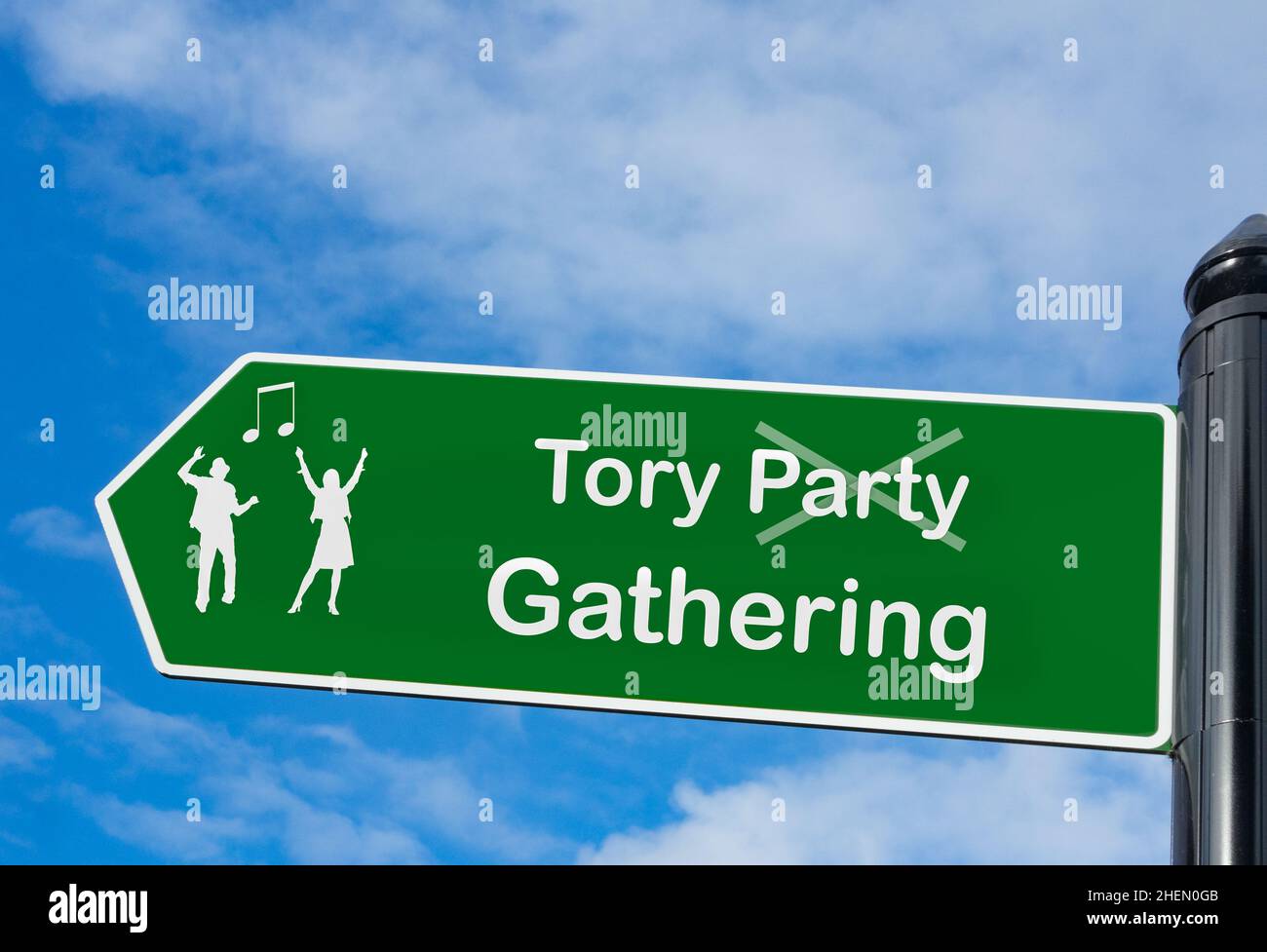 Tory party, Conservative party, gathering, Downing Street garden party, Boris Johnson, lockdown law, rules, sleaze... concept Stock Photo