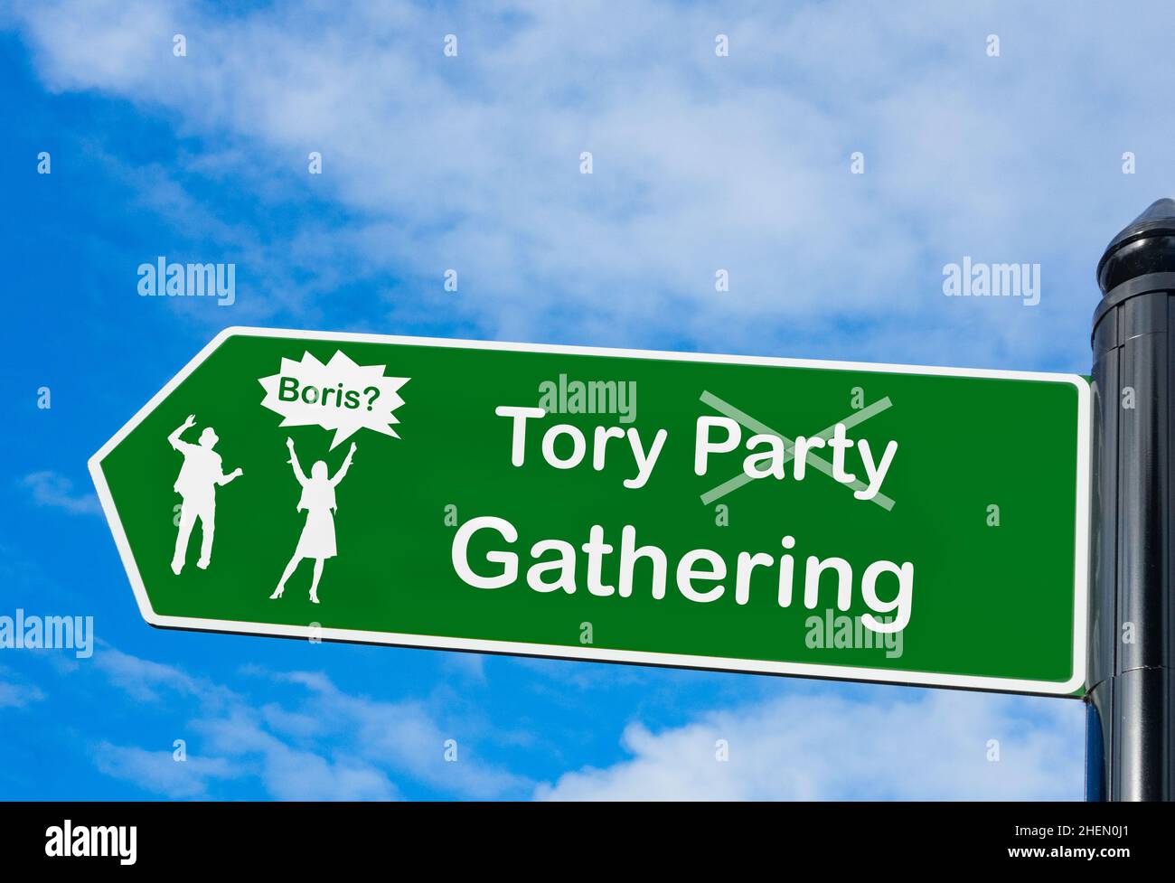 Tory party, Conservative party, gathering, Downing Street garden party, Boris Johnson, lockdown law, rules, sleaze... concept Stock Photo