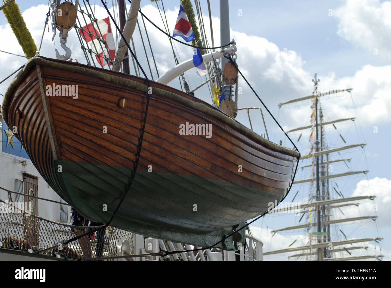 Lifeboat Ropes Lifeboat of a tall ship, hanging on ropes Stock Photo - Alamy