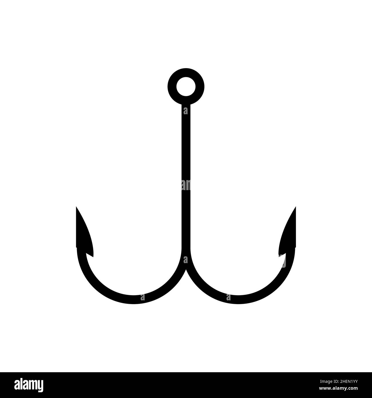 Fisher double hook vector icon. Fisherman trap metal hook illustration ...