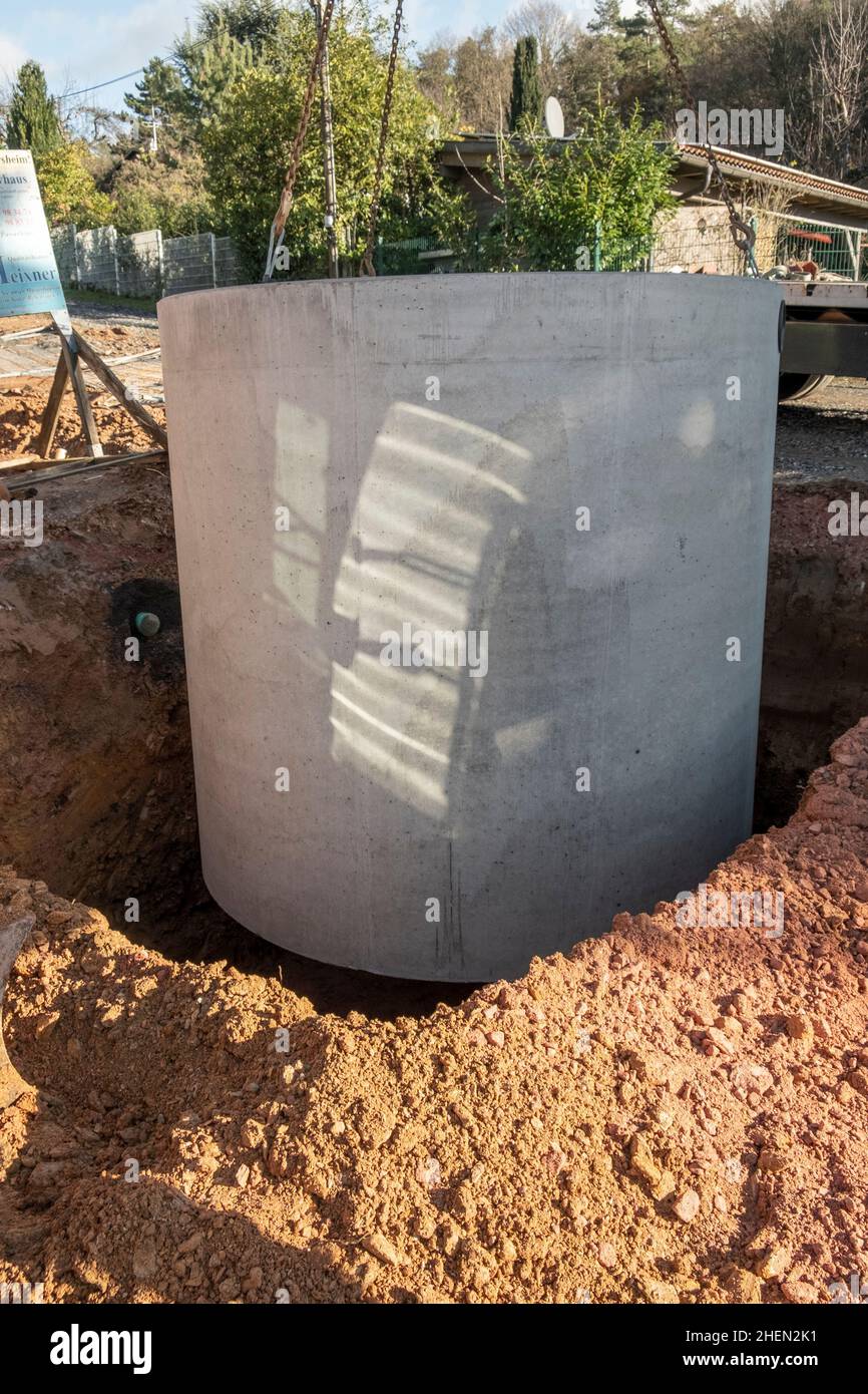 sewer pit at a construction site for a one family home Stock Photo