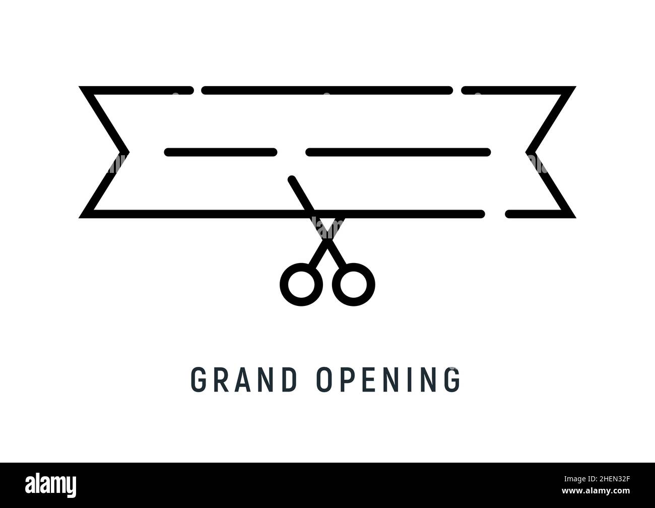 Inauguration grand opening ceremony line icon. Cut ribbon tape launch logo vector concept Stock Vector