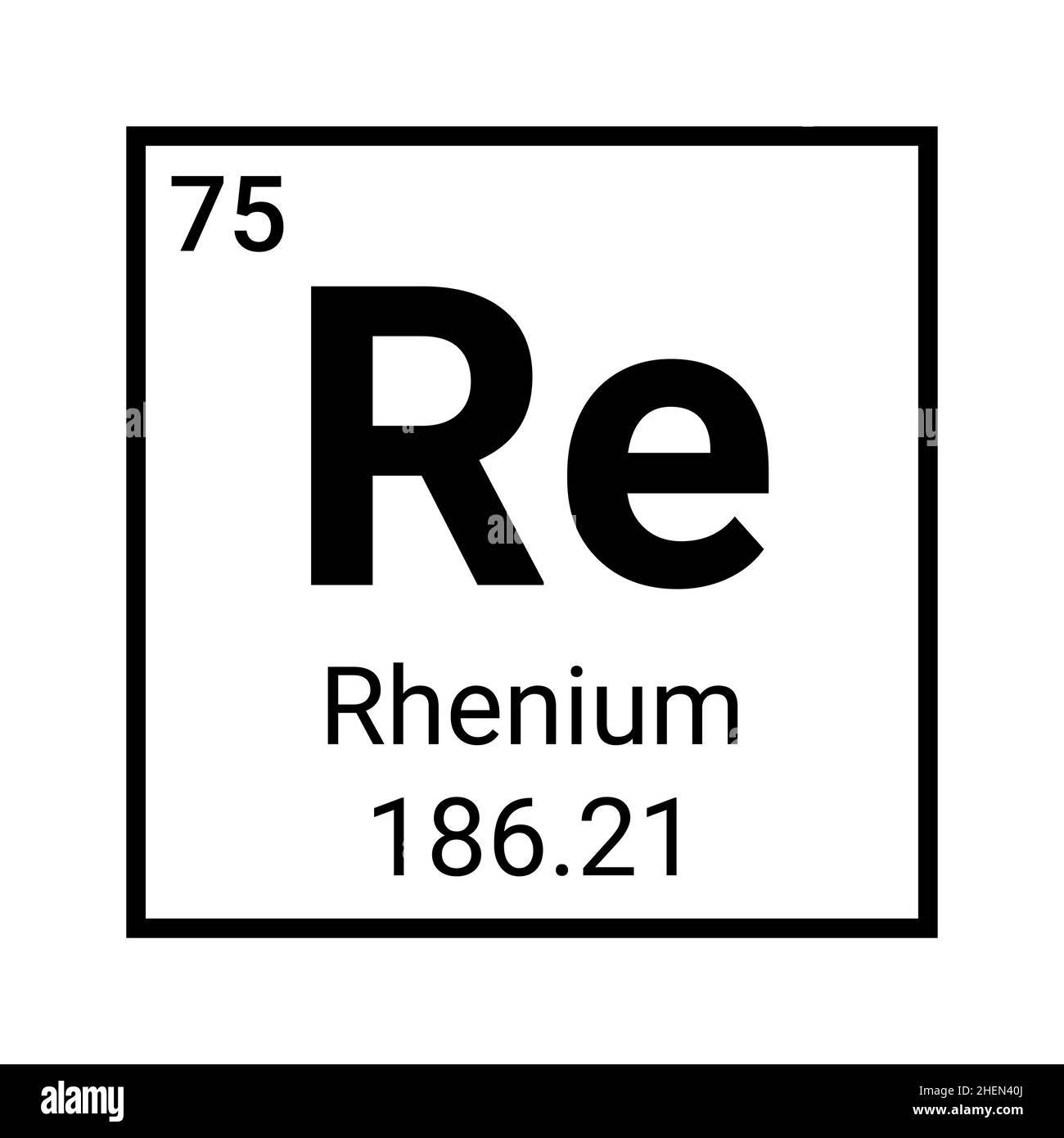 Rhenium chemical symbol periodic education atomic element icon science sign Stock Vector