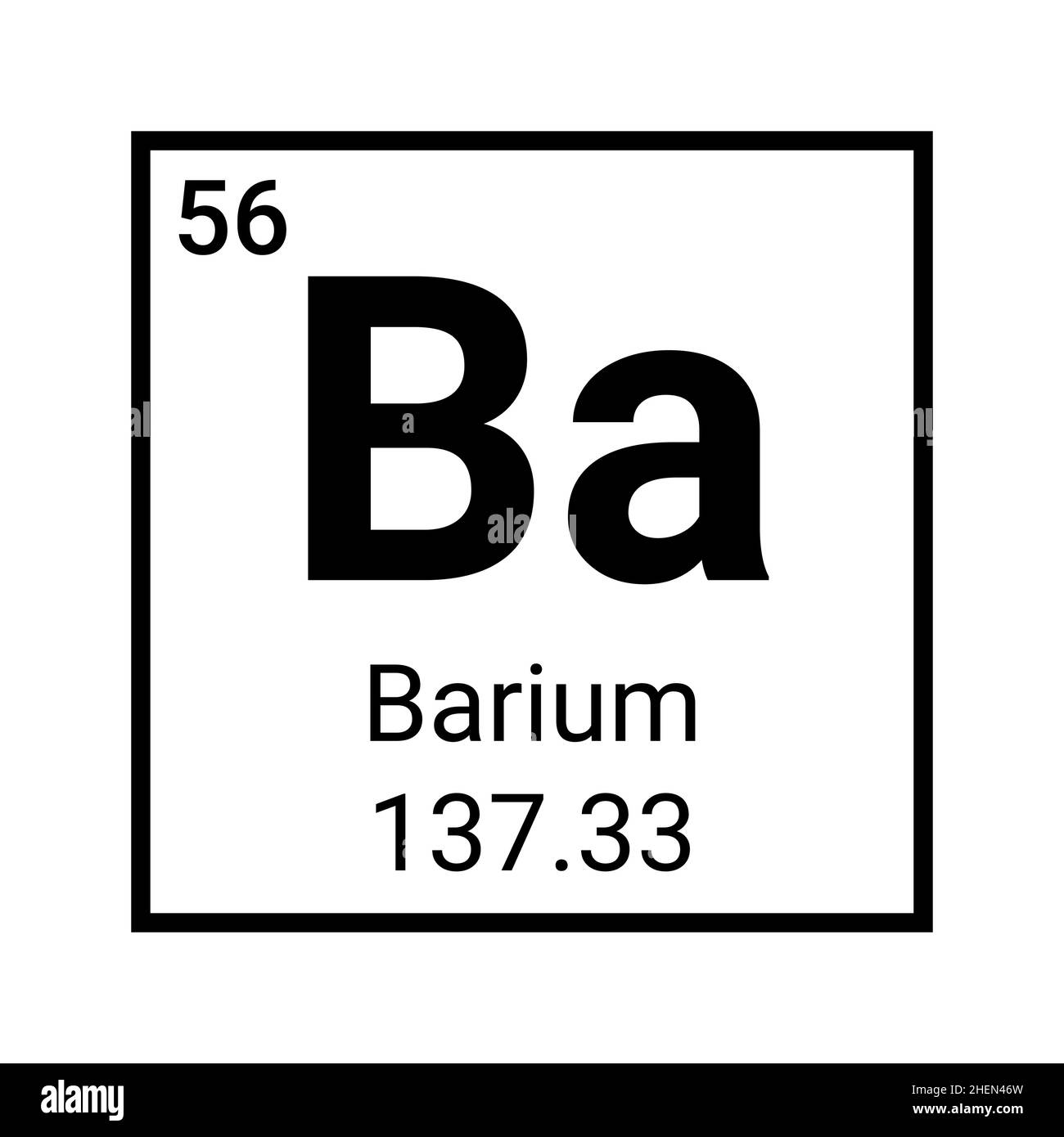 Barium atom element icon symbol. Chemical barium science icon Stock
