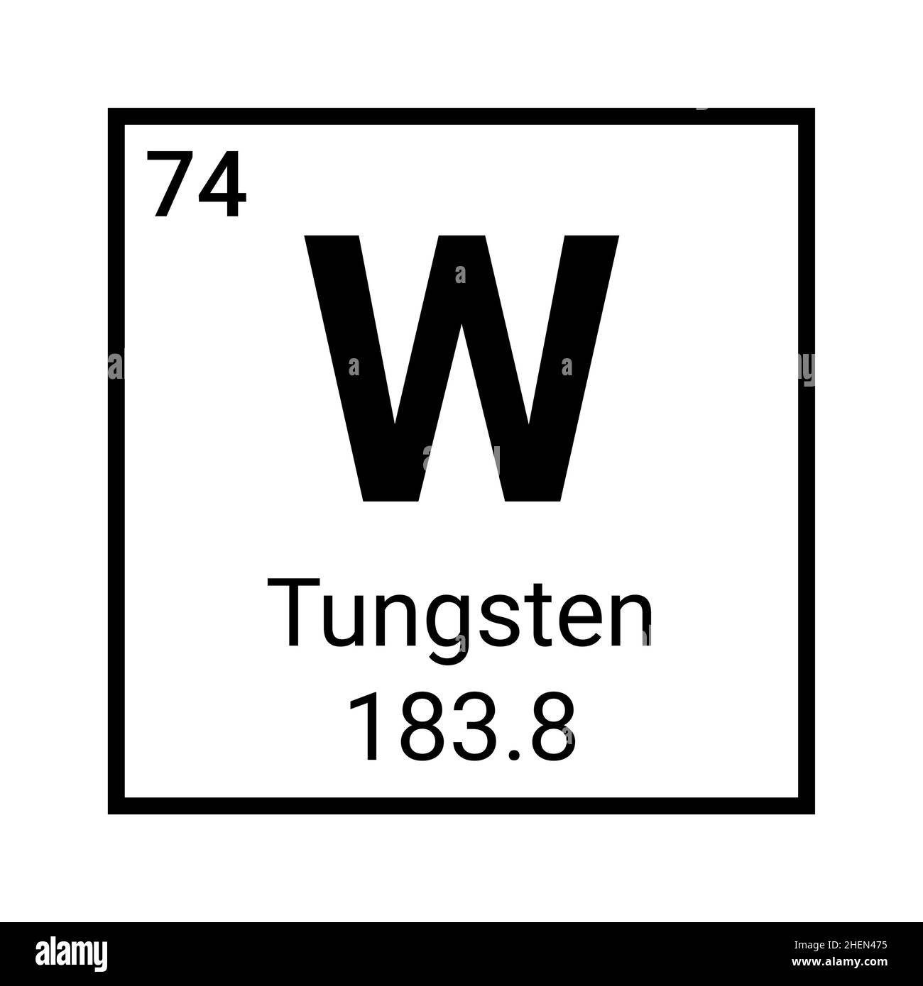 Tungsten periodic table element. Chemicla element tungsten wolfram sign Stock Vector
