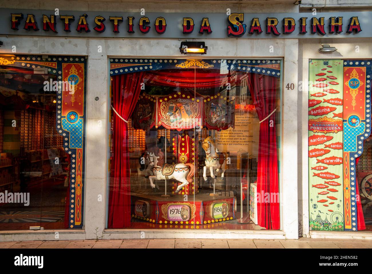 a Sardinha Shop at the Rossia Square in Baixa in the City of Lisbon in Portugal.  Portugal, Lisbon, October, 2021 Stock Photo