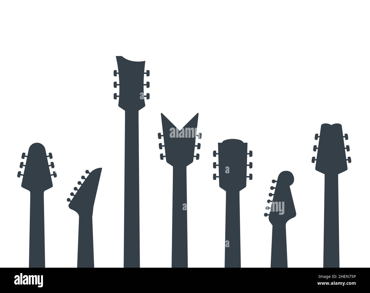 Guitars headstock vector electric neck abstract icon. Guitar head