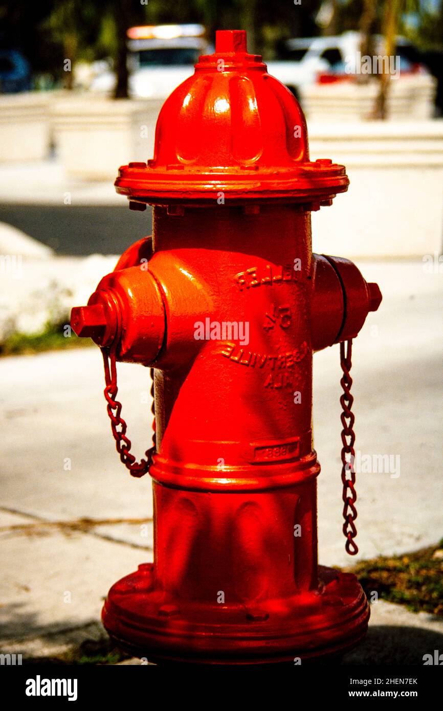 Red fire hydrant in the sunshine, USA Stock Photo Alamy