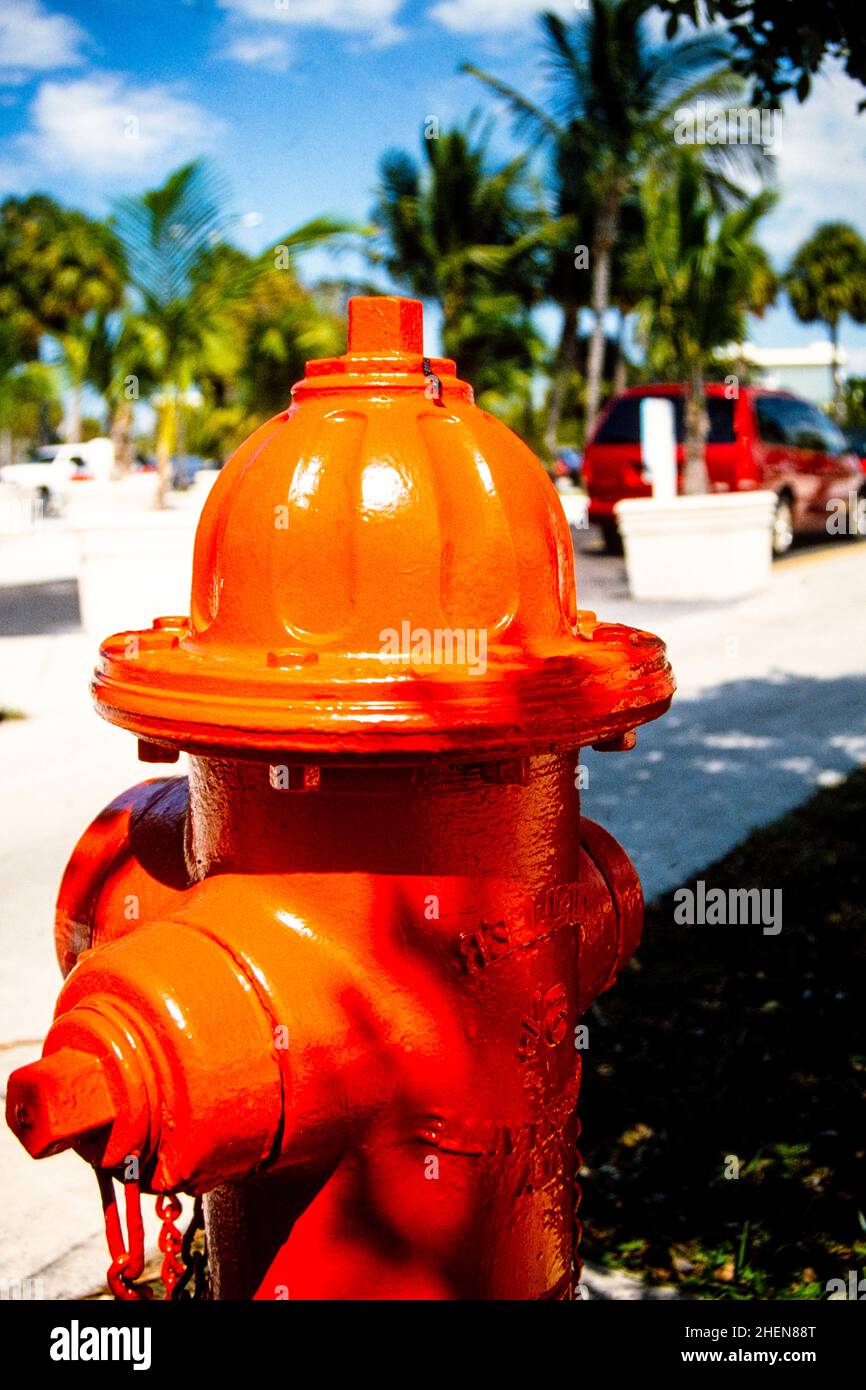 Red fire hydrant in the sunshine, USA Stock Photo Alamy