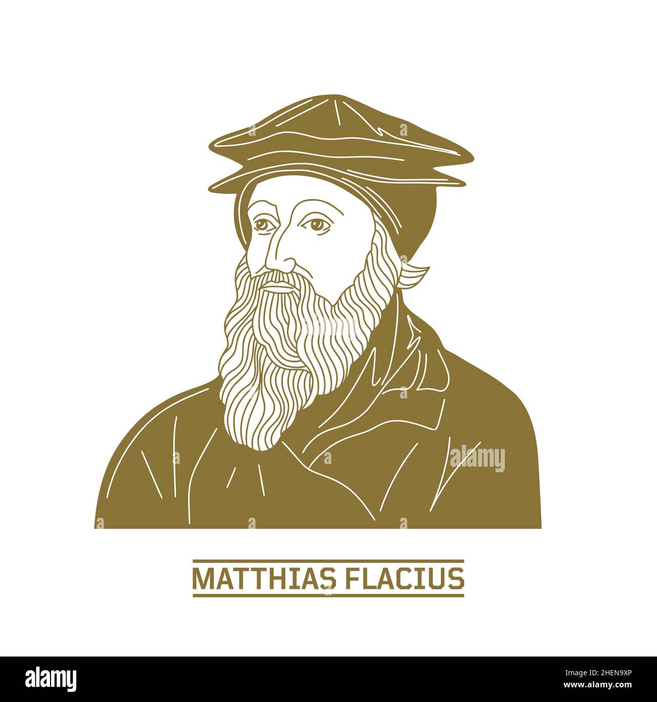 Matthias Flacius (1520-1575) was a Lutheran reformer from Istria. Christian figure. Stock Vector