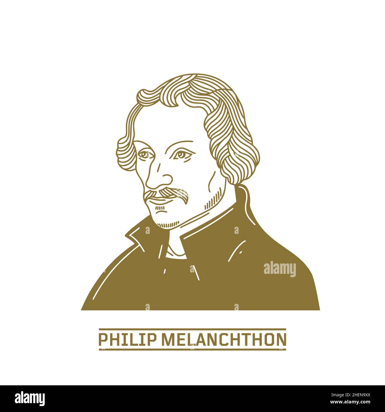 Philip Melanchthon (1497-1560) was a German Lutheran reformer, collaborator with Martin Luther, the first systematic theologian of the Protestant Refo Stock Vector