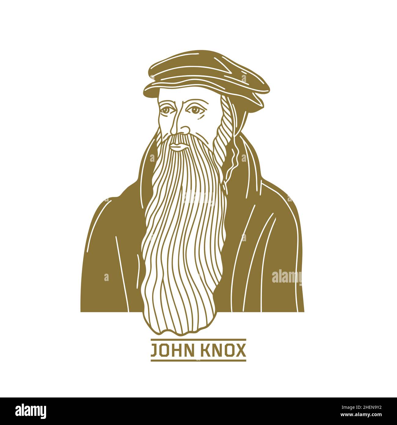 John Knox (1513-1572) was a Scottish minister, theologian, and writer who was a leader of the country's Reformation. He is the founder of the Presbyte Stock Vector
