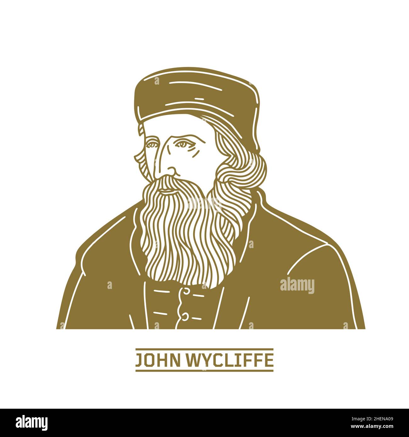 John Wycliffe (1320-1384) was an English scholastic philosopher, theologian, Biblical translator, reformer, English priest, and a seminary professor a Stock Vector