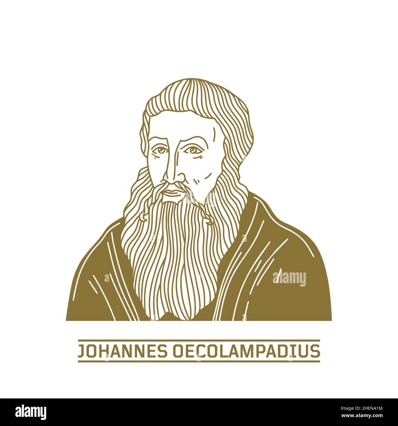 Johannes Oecolampadius (1482-1531) was a German Protestant reformer in the Reformed tradition from the Electoral Palatinate. He was the leader Stock Vector