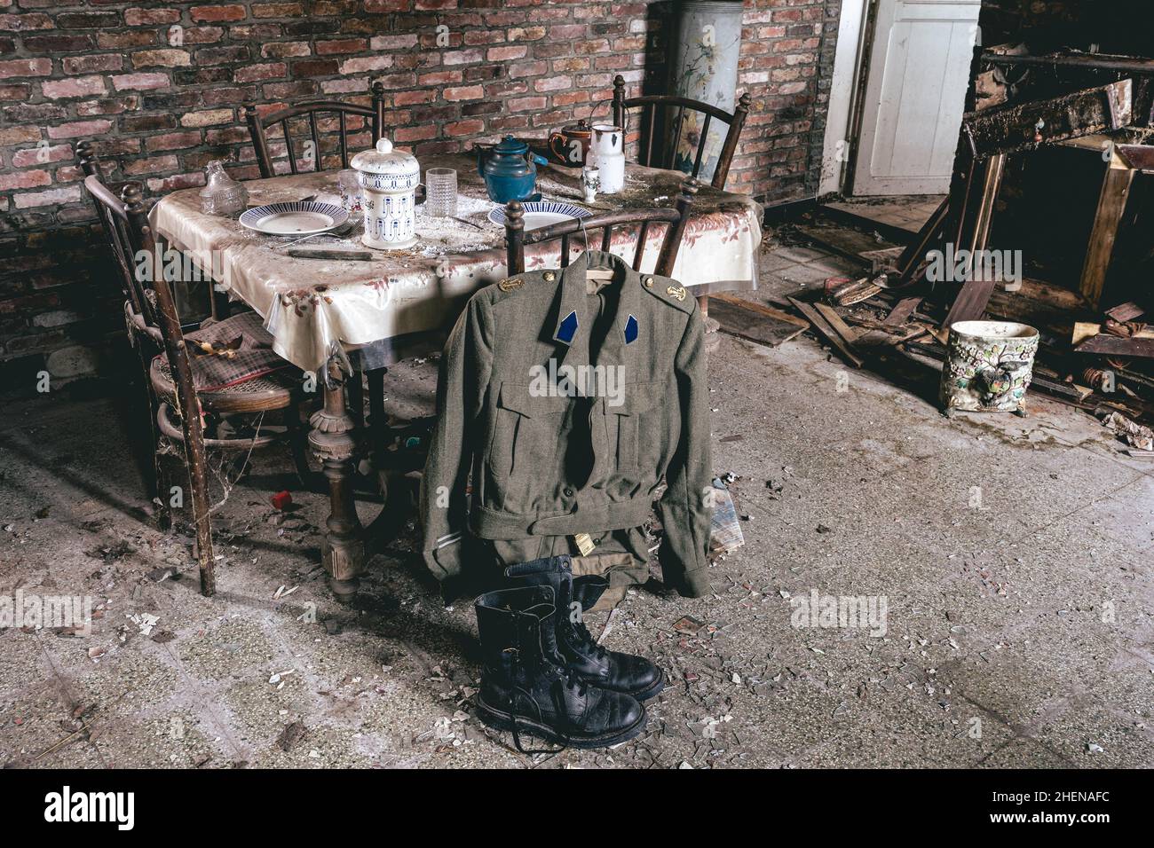 Urbex, Old abandoned house in Belgium. Stock Photo