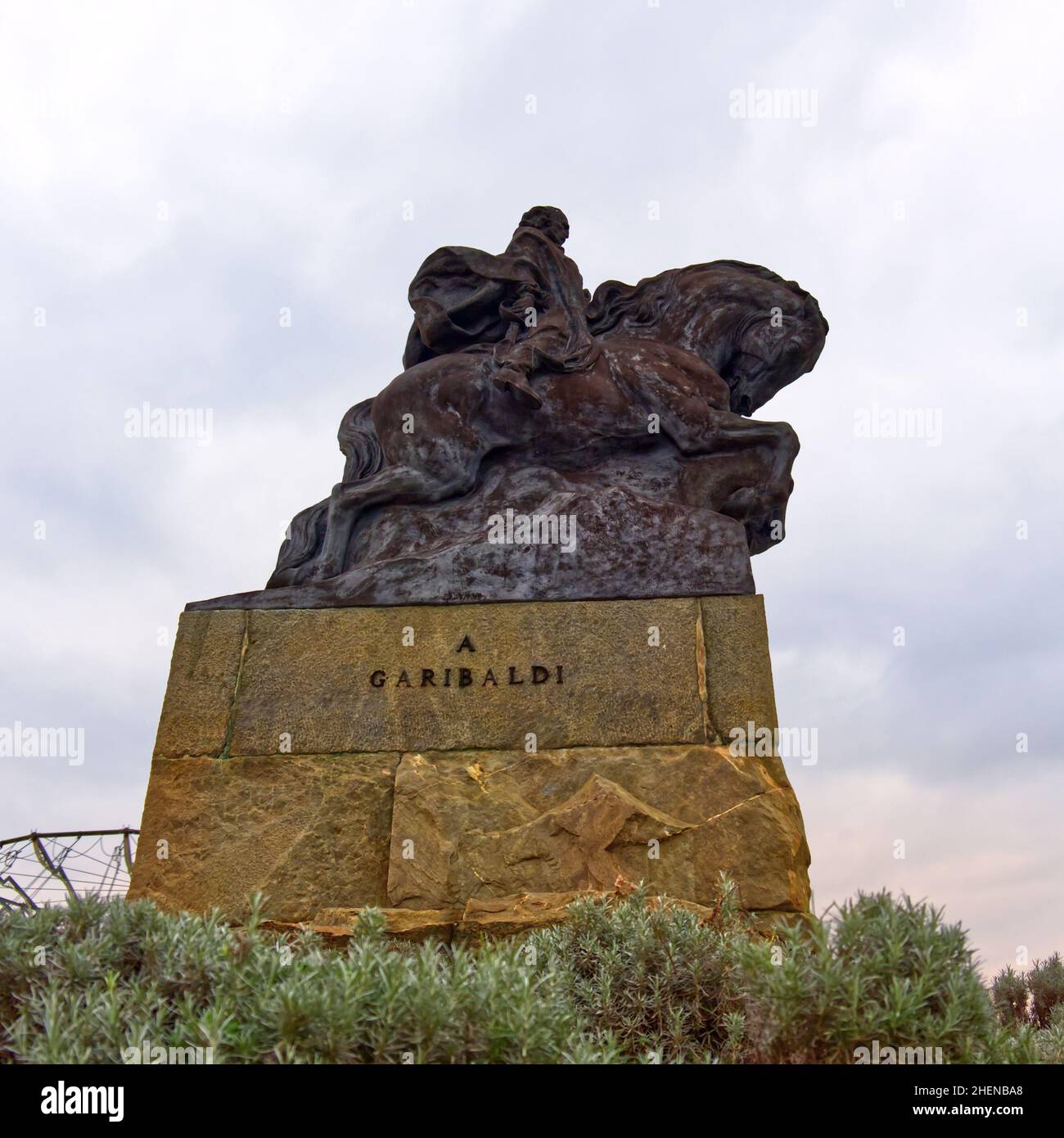 equestrian monument to the italian hero Giuseppe Garibaldi Stock Photo