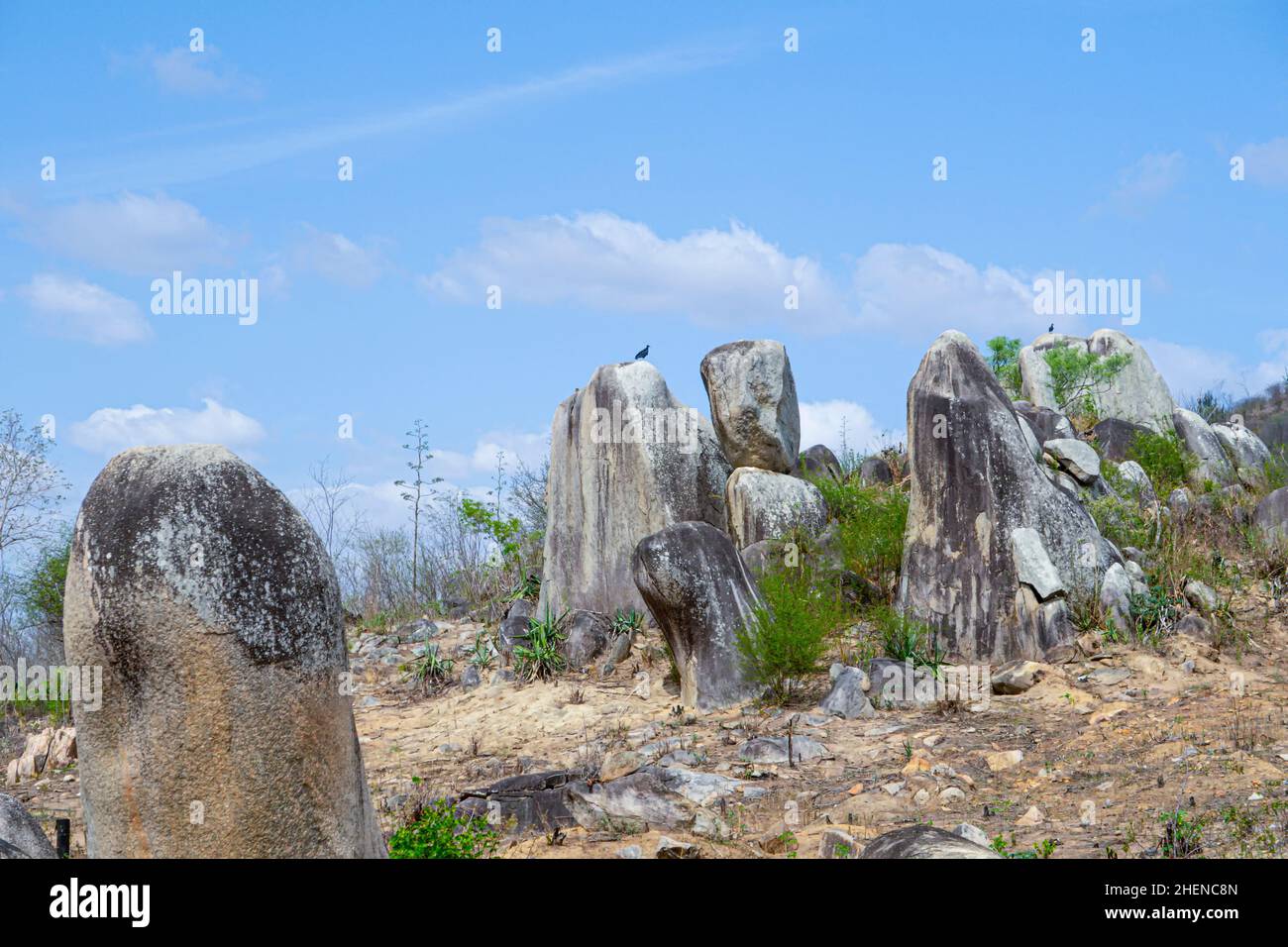 Catinga landscape with big rocks in la Cabrera region in Brazil Stock Photo