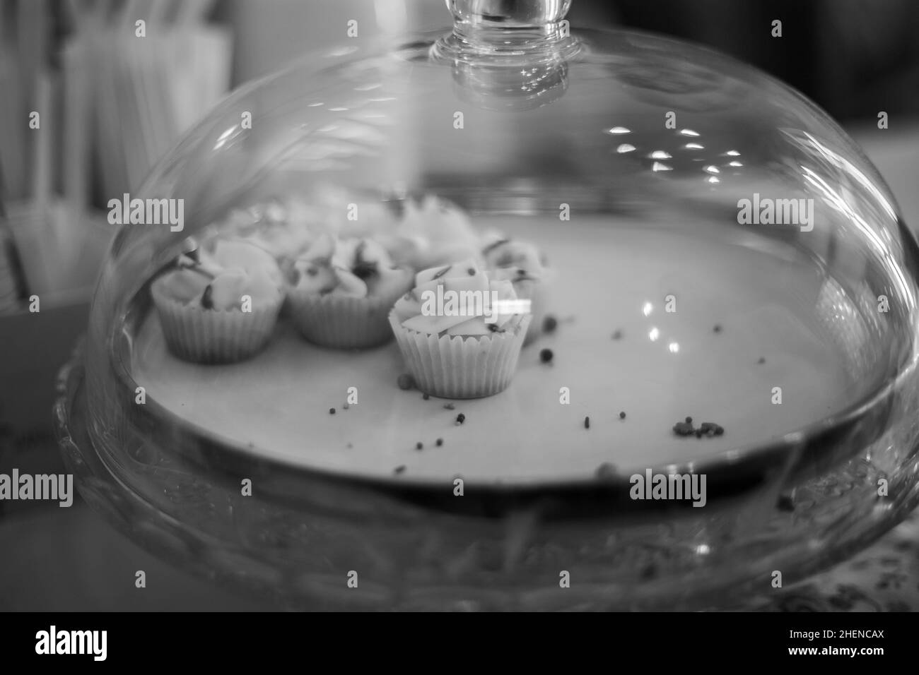 Sweets on a plate in the confectionery shop Stock Photo