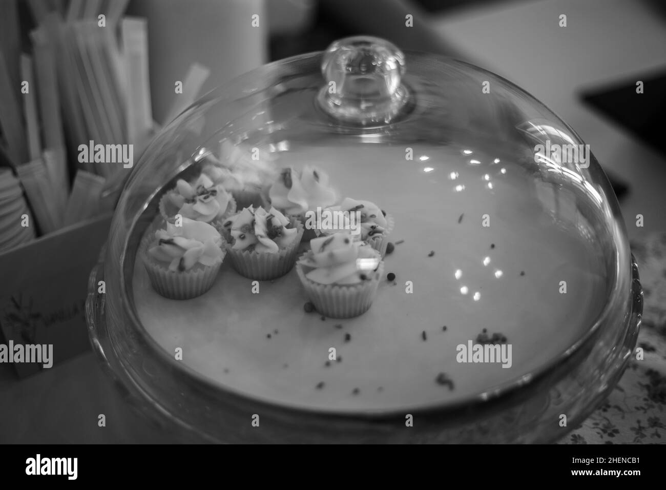 Sweets on a plate in the confectionery shop Stock Photo