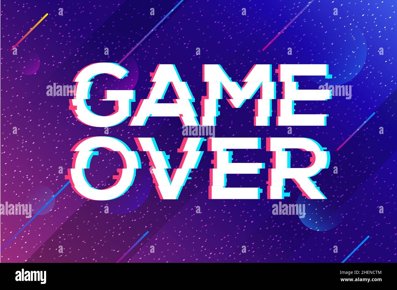 Game over screen glitch video retro pixel background. Game over glitch ...