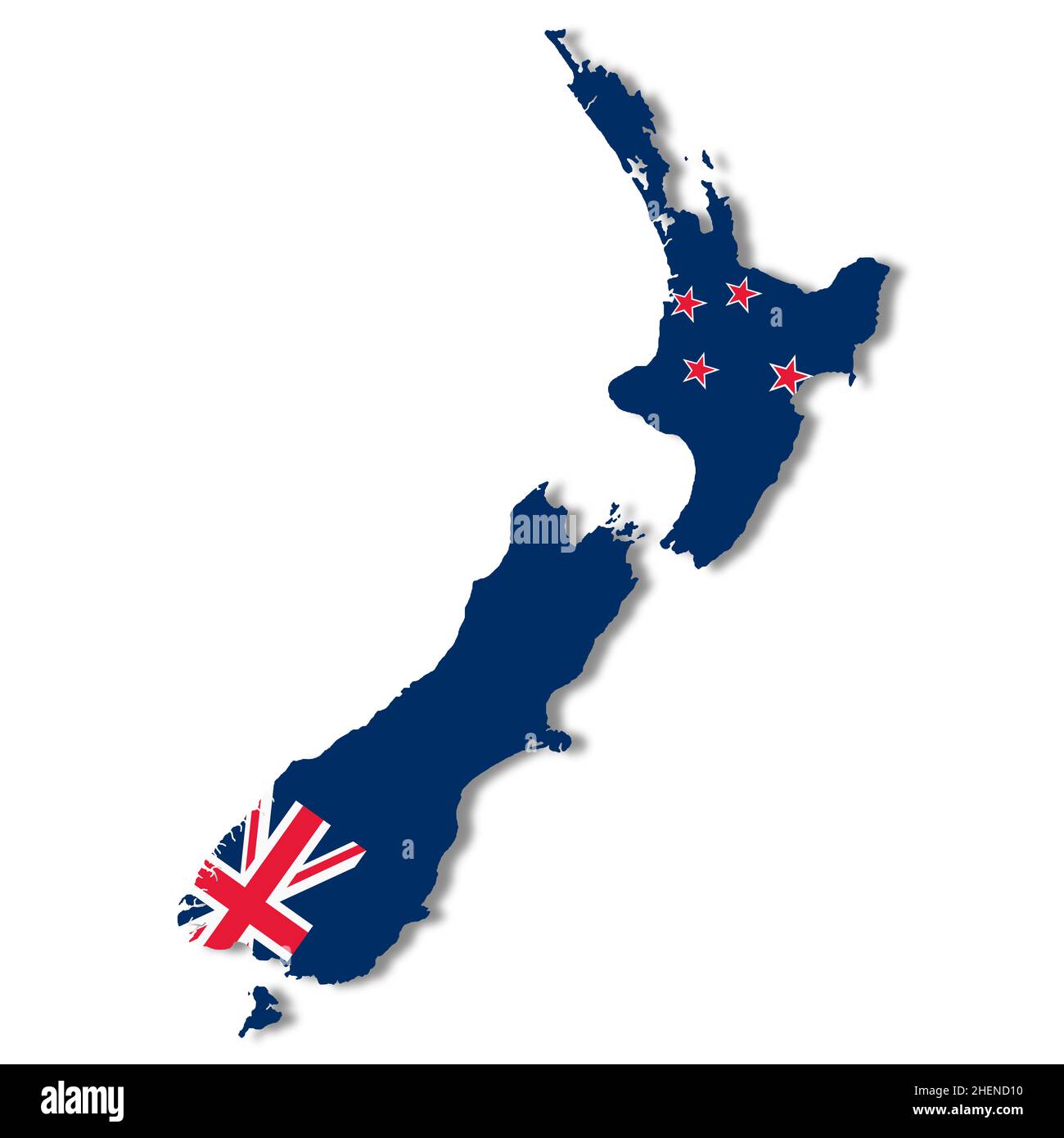 New Zealand map on white background with clipping path 3d illustration Stock Photo