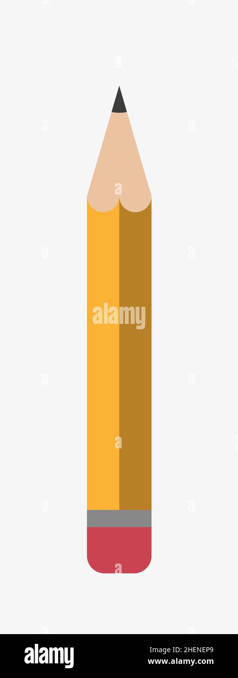 Flat design style pencil icon on white background. Stock Vector