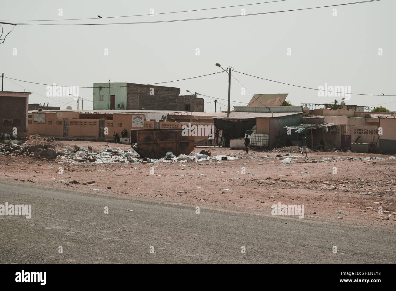 Djibouti, Djibouti - May 21, 2021: A dump and Djiboutian people in Djibouti. Editorial shot in Djibouti. Stock Photo
