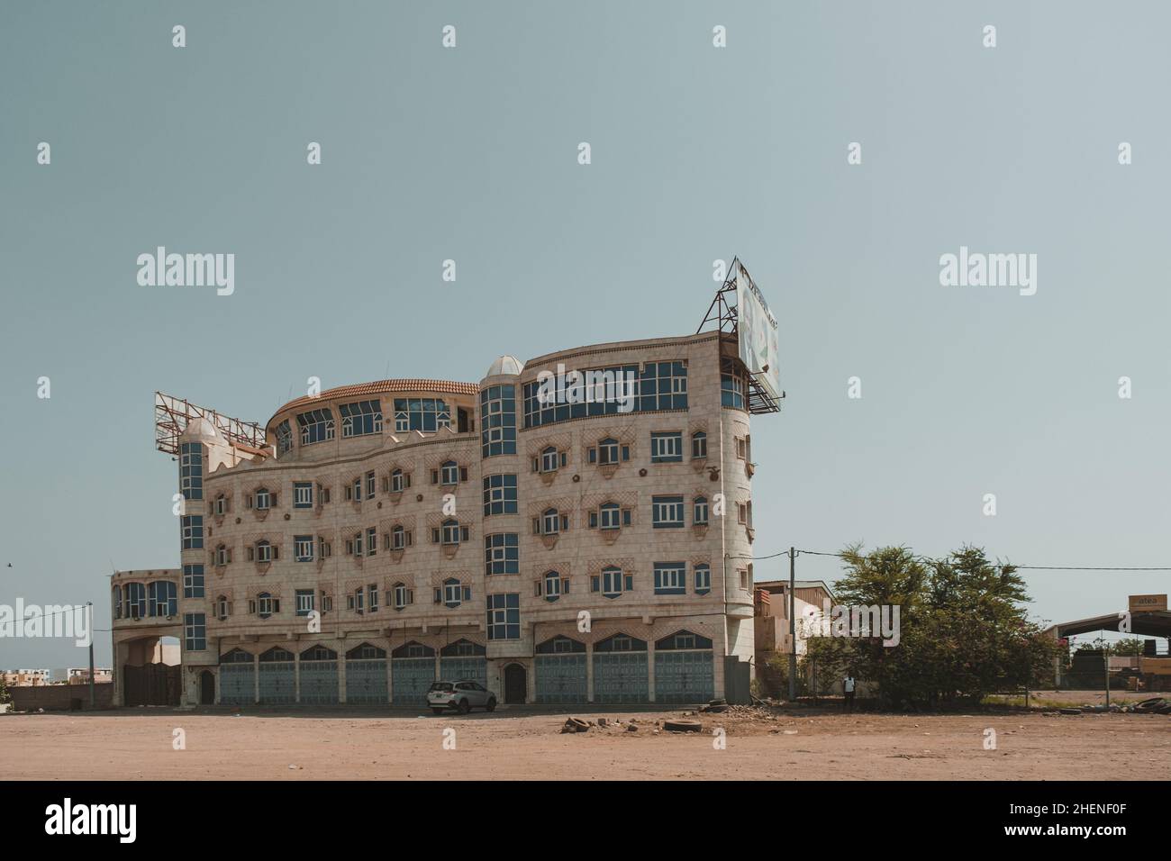 Djibouti, Djibouti - May 21, 2021: A building of bank in Djibouti. Salaam Bank buildings. Editorial shot in Djibouti. Stock Photo