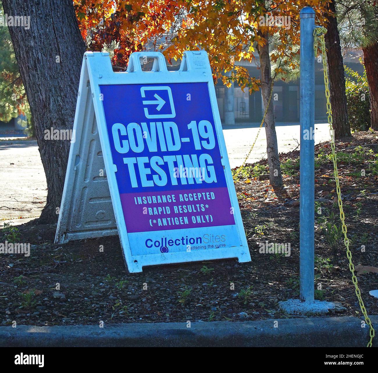 sign for covid-19 testing site in Pleasanton, California Stock Photo