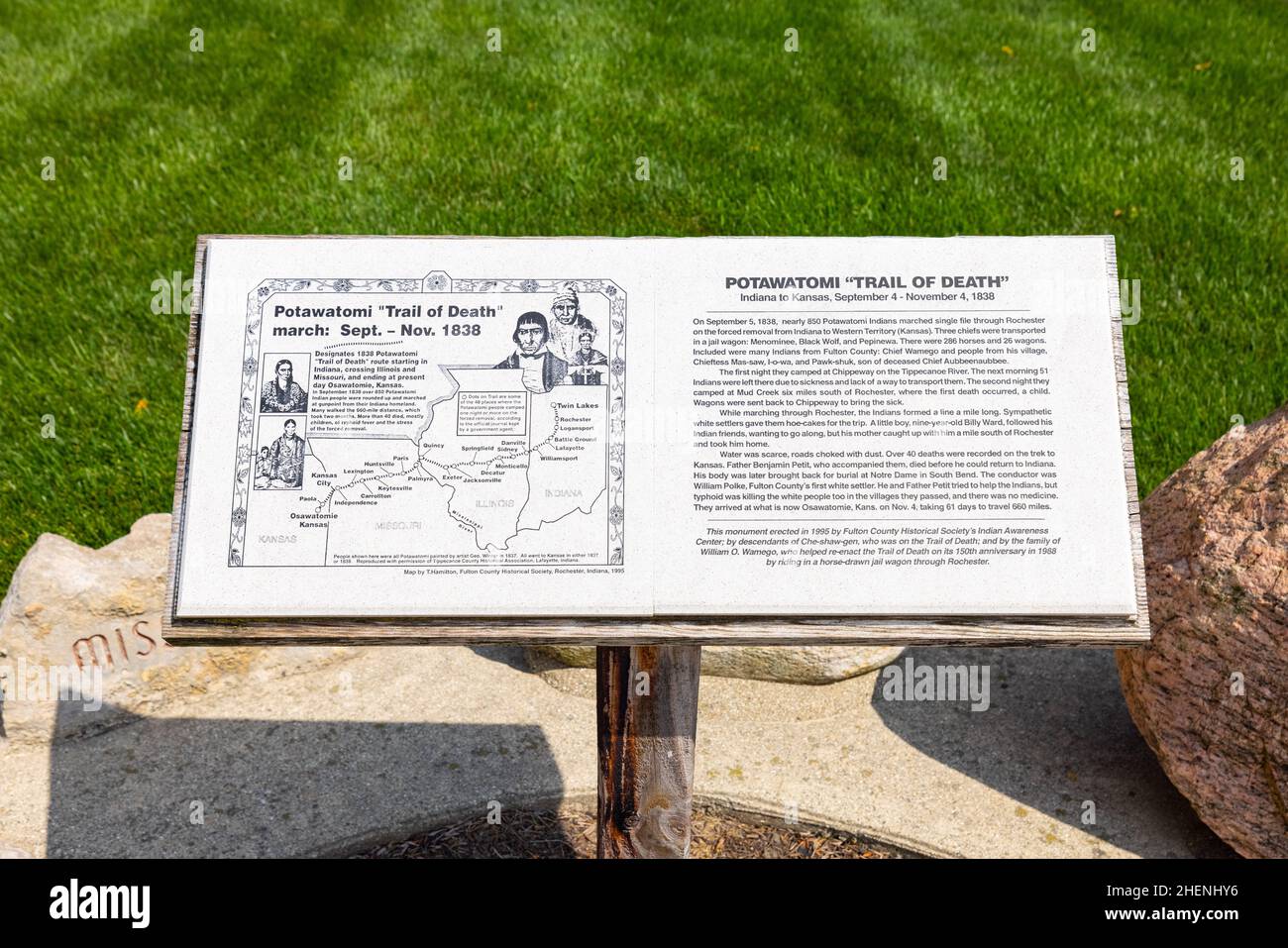Rochester, Indiana, USA August 22, 2021 Plaque tells the history of