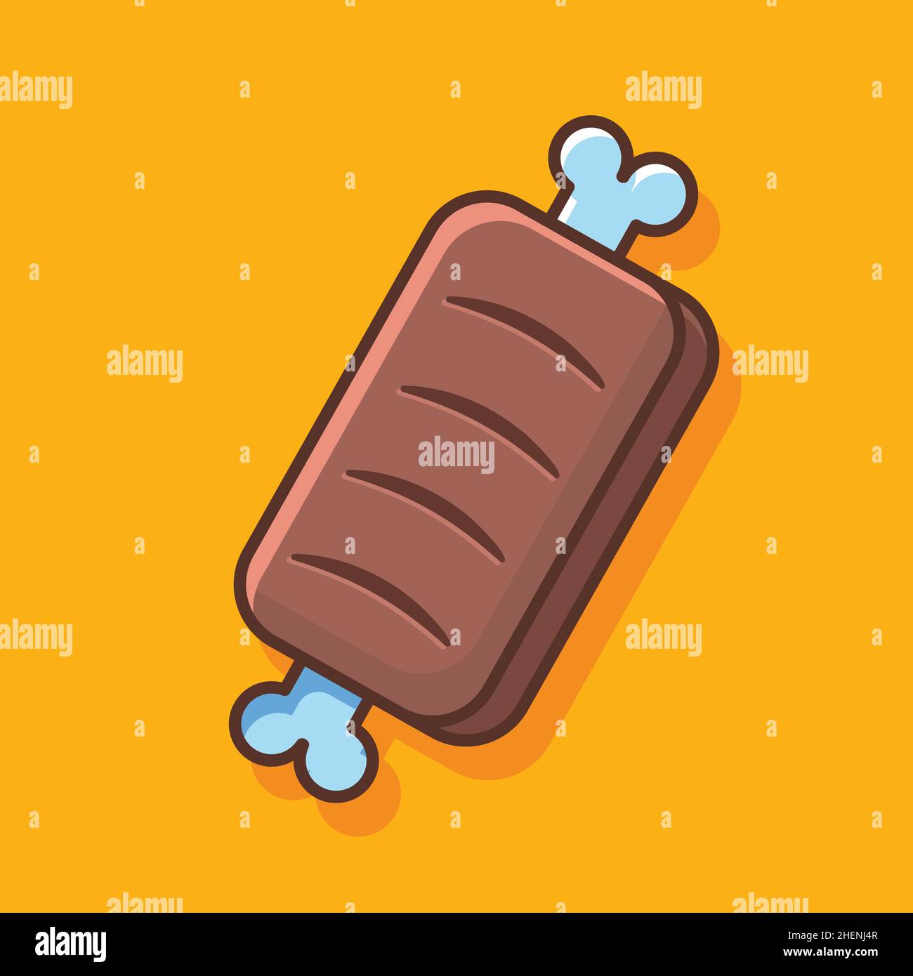 rib meat isolated cartoon vector illustration in outline flat style Stock Vector