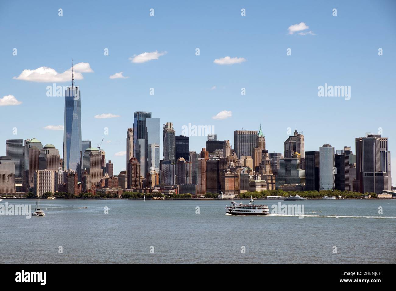 New York city lower Manhattan skyline on clear sunny day Stock Photo ...