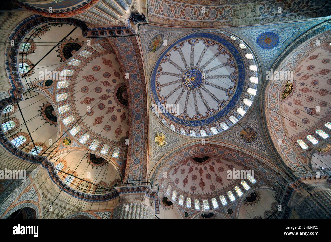The beautiful interior of the Blue Mosque in Istanbul, Turkey Stock ...