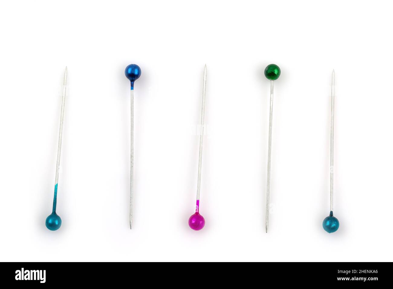 Color sewing push pins isolated on white background Stock Photo Alamy