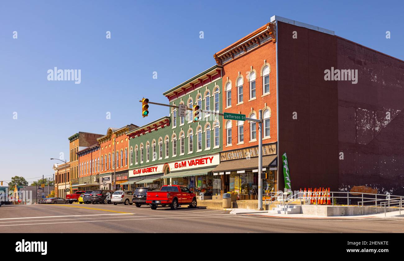 Rockville, Indiana, USA - September 28, 2021: The business district on Ohio Street Stock Photo