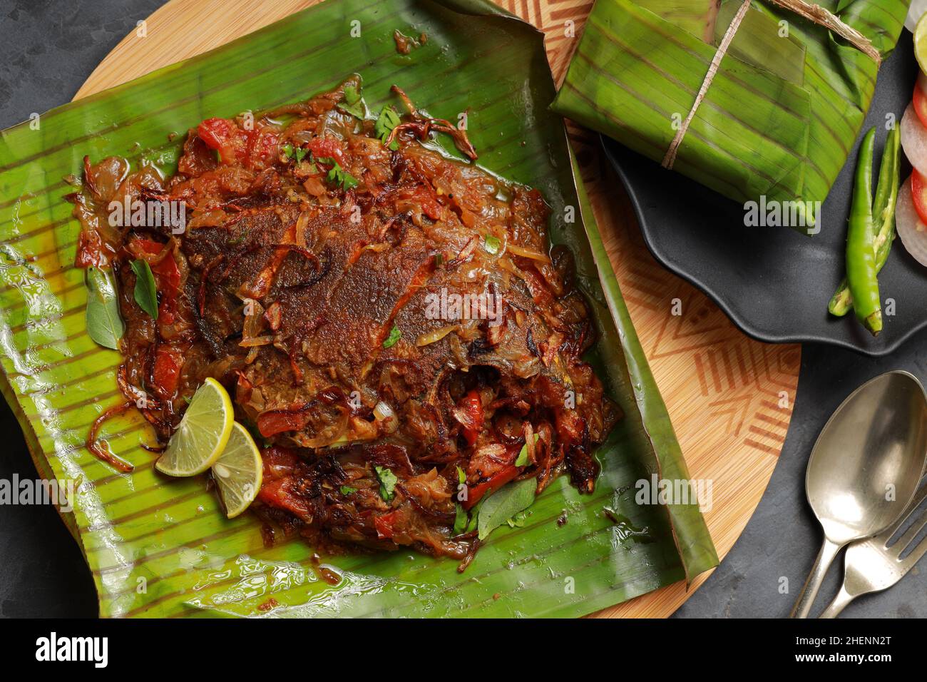 Meen Pollichathu or fish pollichathu, tasty kerala dish, fish with