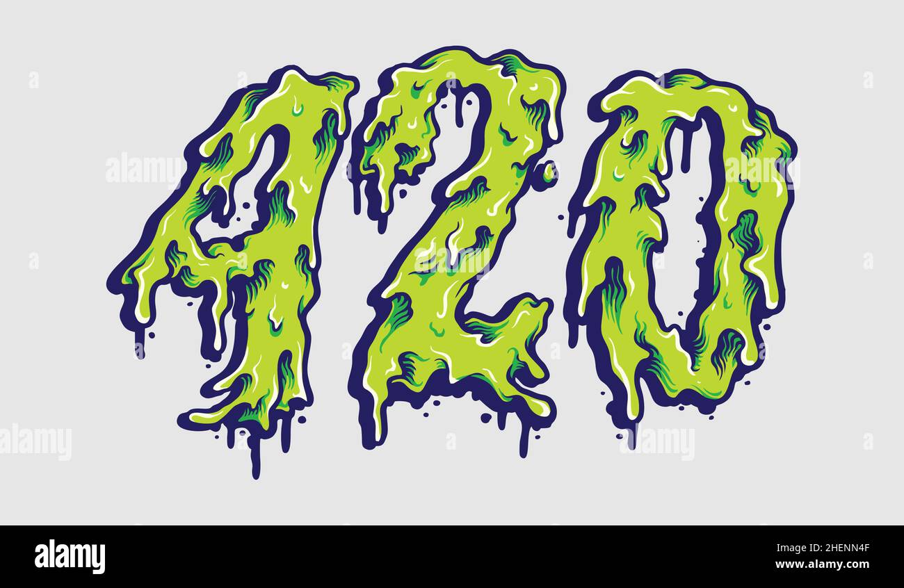 420 Cannabis Melt Typeface Vector illustrations for your work Logo, mascot merchandise t-shirt, stickers and Label designs, poster, greeting cards Stock Vector