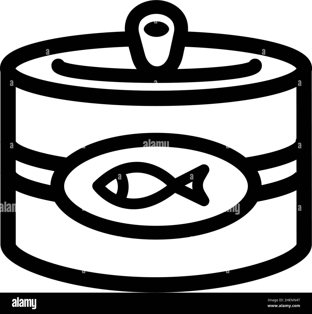 Fish can line icon. Outline canned fish illustration in simple style