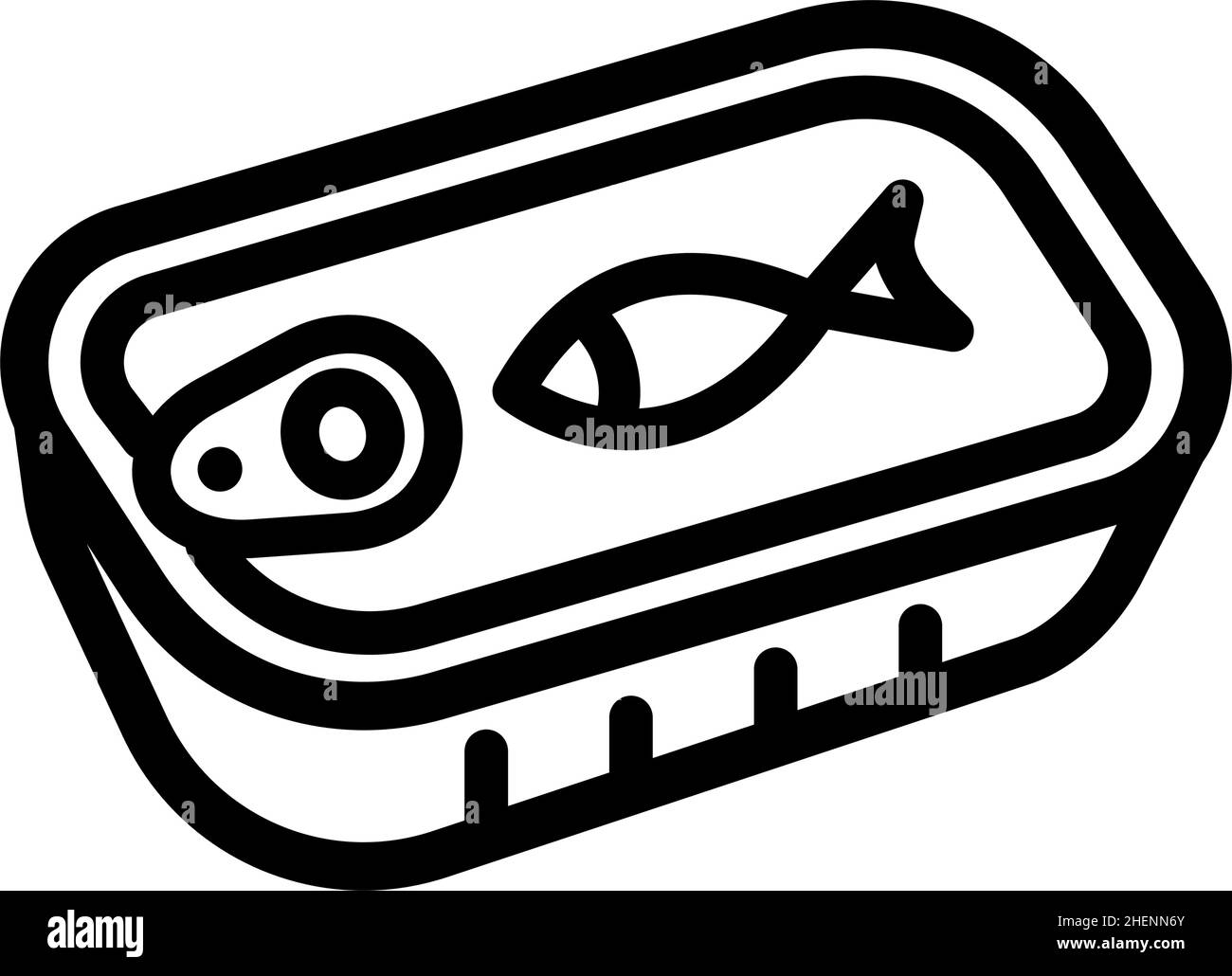 Fish can line icon. Outline canned fish illustration in simple style